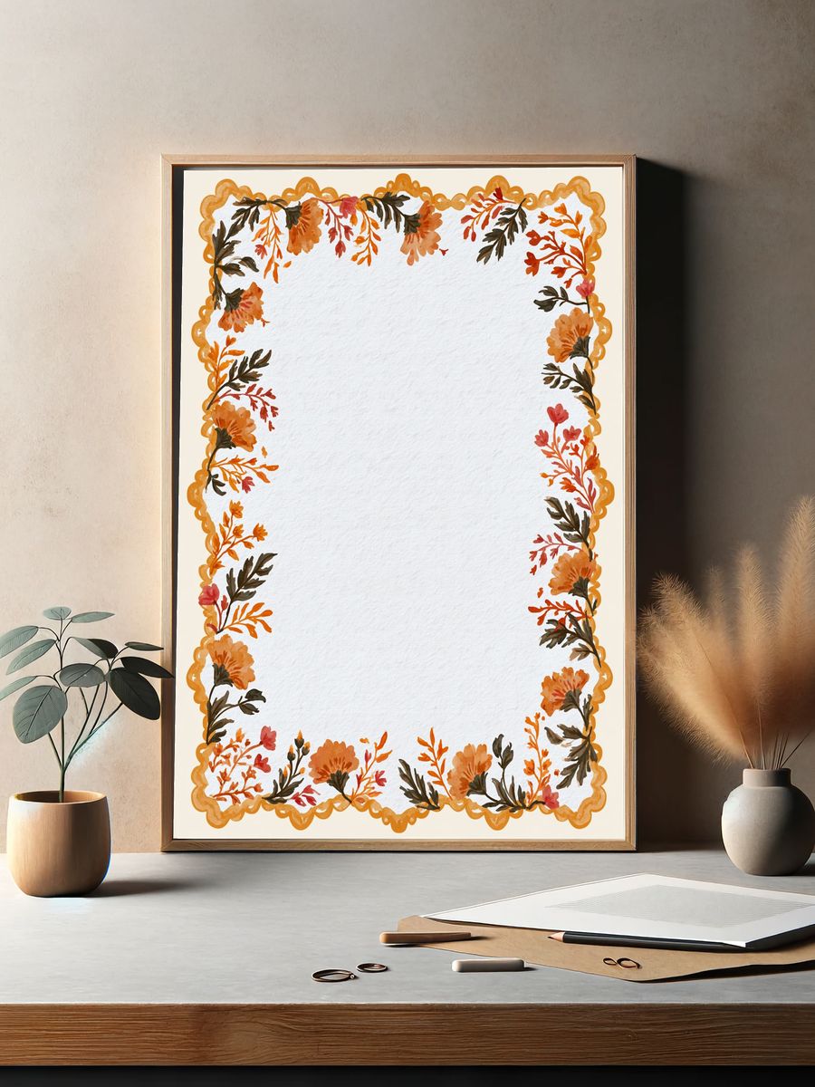 Autumn Floral Border Botanical Print. — room view 2