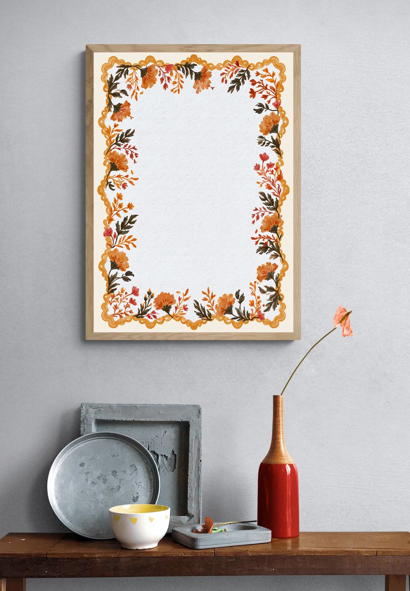 Autumn Floral Border Botanical Print. — room view 3