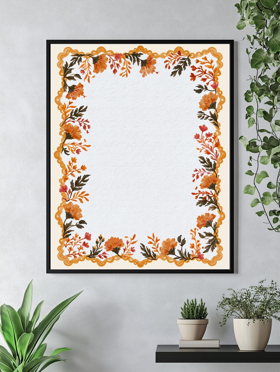 Autumn Floral Border Botanical Print. — room view 4