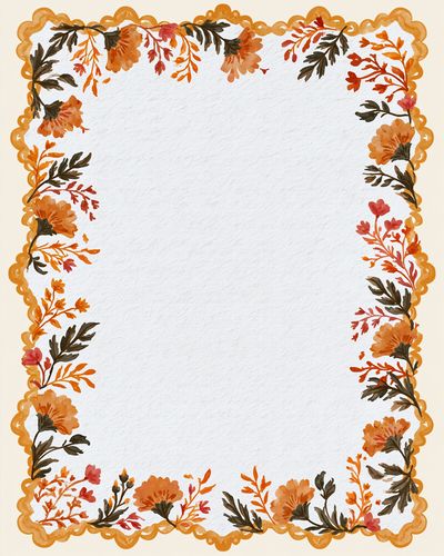 Autumn Floral Border Botanical Print. poster