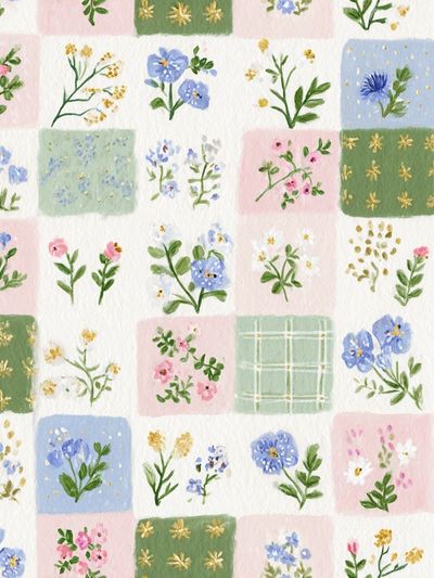 Pastel Floral Patchwork Print. poster print