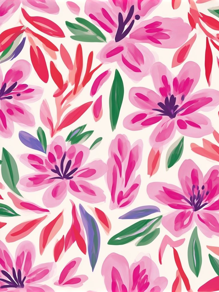 Pink Floral Pattern Print. poster — botanical art