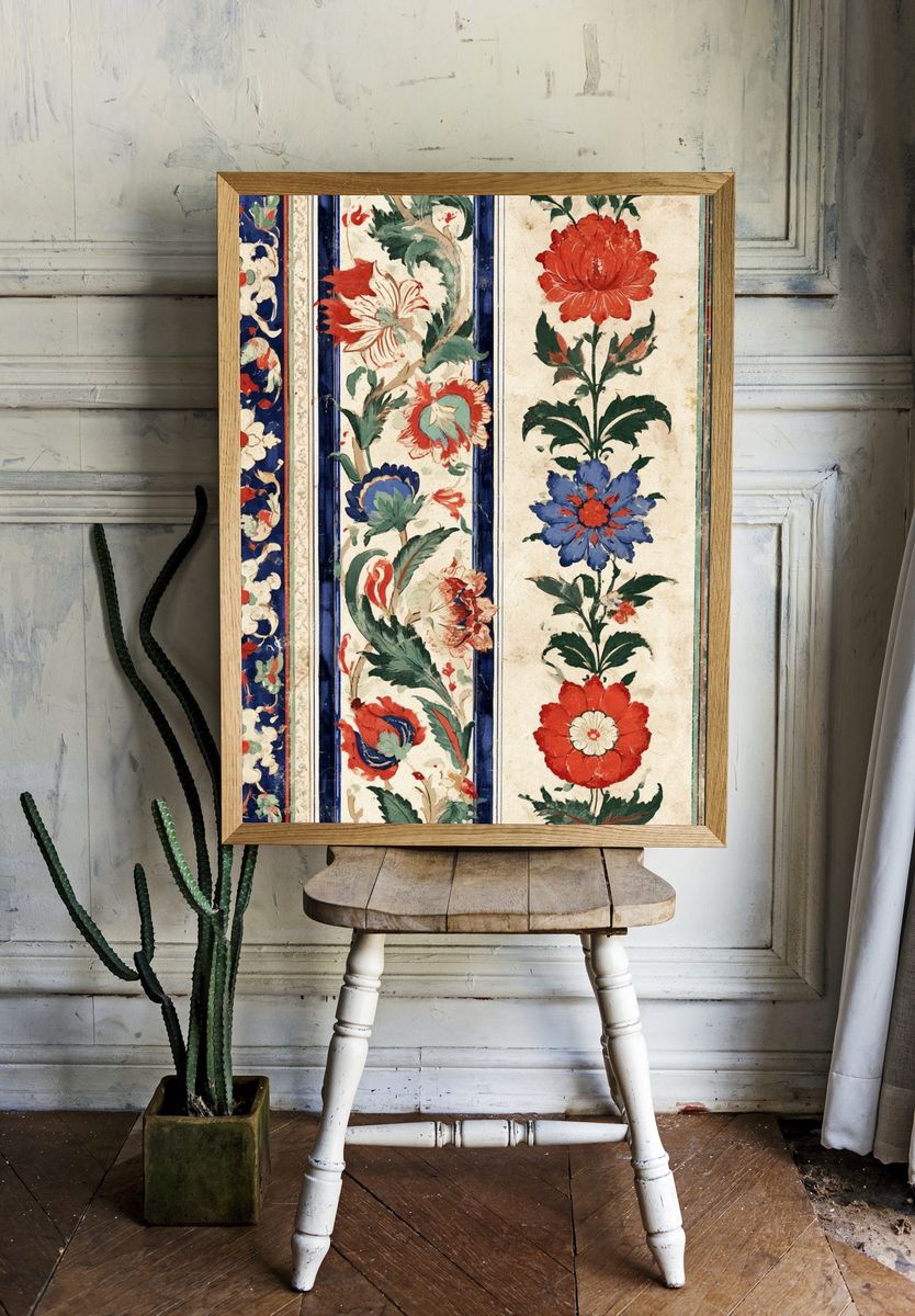 Floral Tapestry Vintage Print. — room view 1