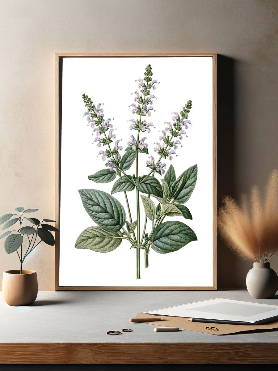 Botanical Sage Blossom Print. — room view 2