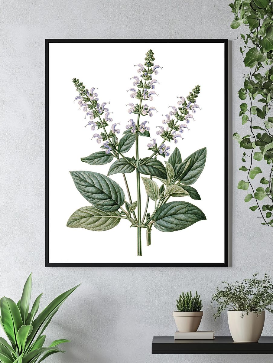 Botanical Sage Blossom Print. — room view 4