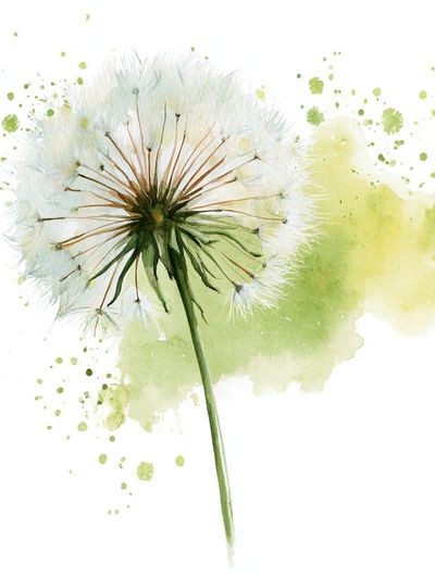 Dandelion Bloom Watercolor Print.