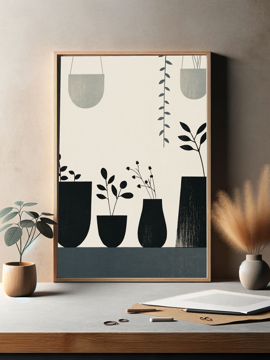 Minimal Potted Plants Print. — room view 2
