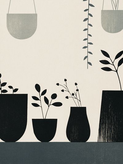 Minimal Potted Plants Print.