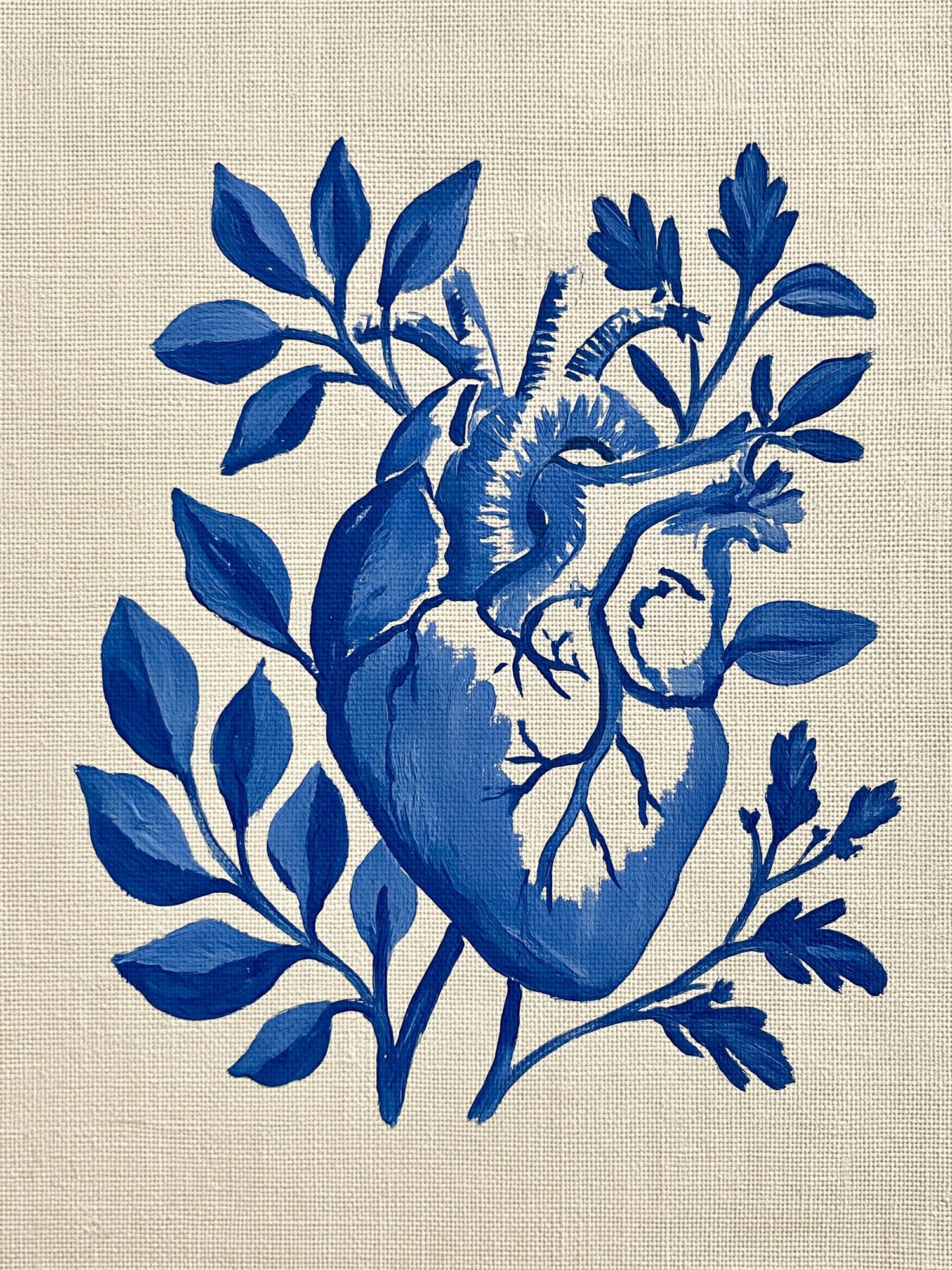 Blue Botanical Heart Print. poster detail