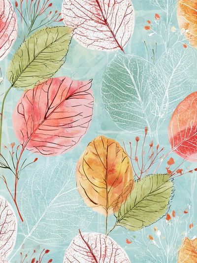 Pastel Autumn Leaves Botanical Poster. poster
