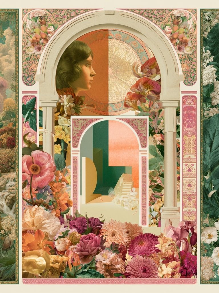 Botanical Arch Collage Print. poster — botanical art