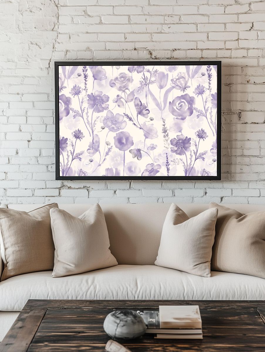 Flower computer wallpaper, floral purple. room preview