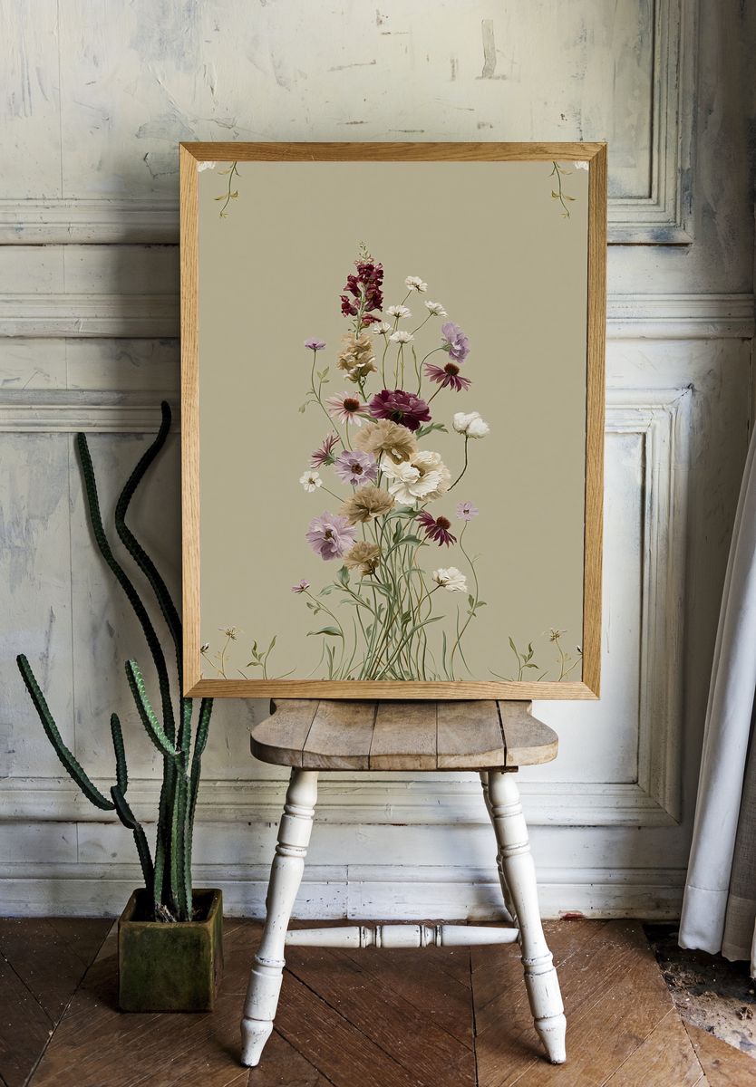 Wildflower Bouquet Botanical Print. — room view 1