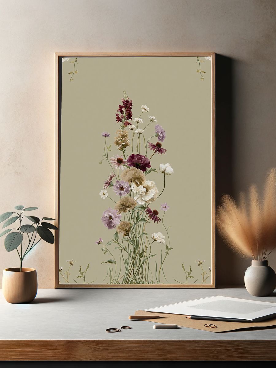 Wildflower Bouquet Botanical Print. — room view 2