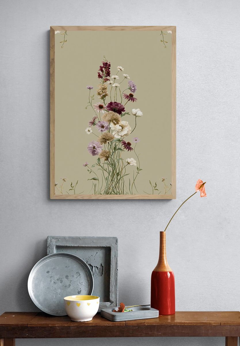 Wildflower Bouquet Botanical Print. — room view 3