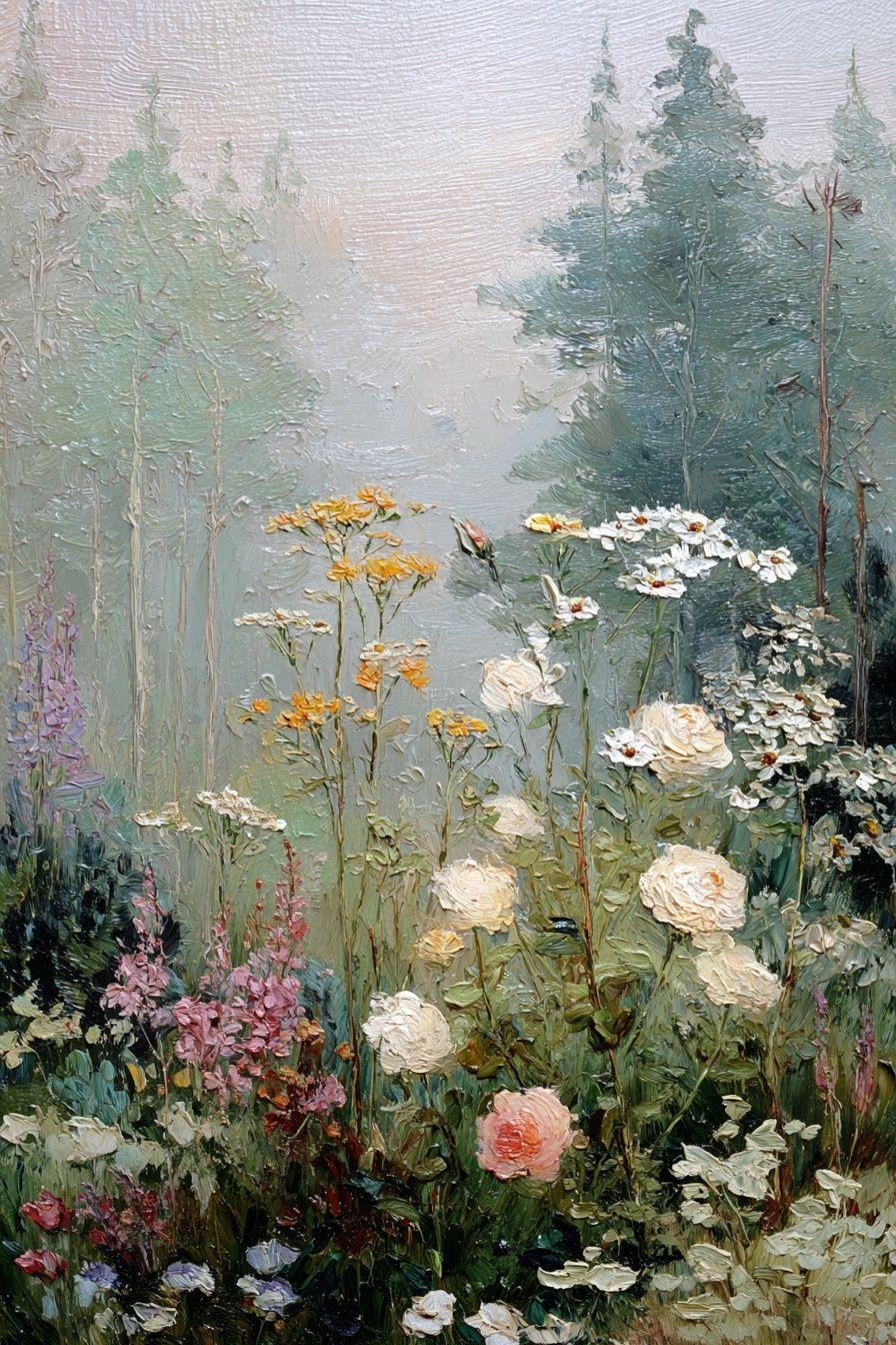 Misty Wildflower Meadow Print. poster detail