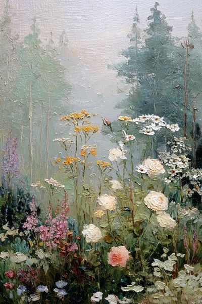 Misty Wildflower Meadow Print.