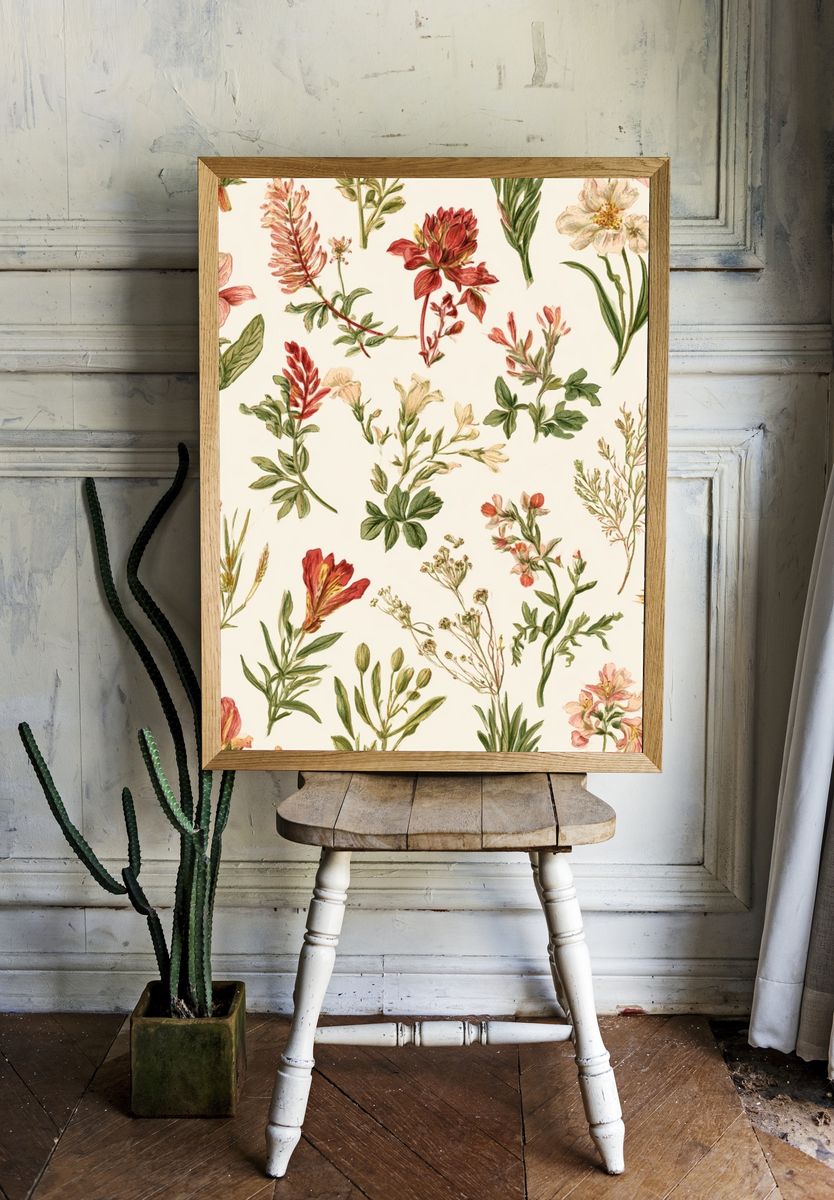 Wildflower Botanical Print. — room view 1