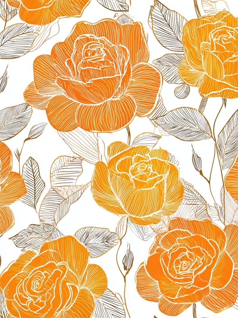Orange Rose Floral Illustration Poster. poster — botanical art