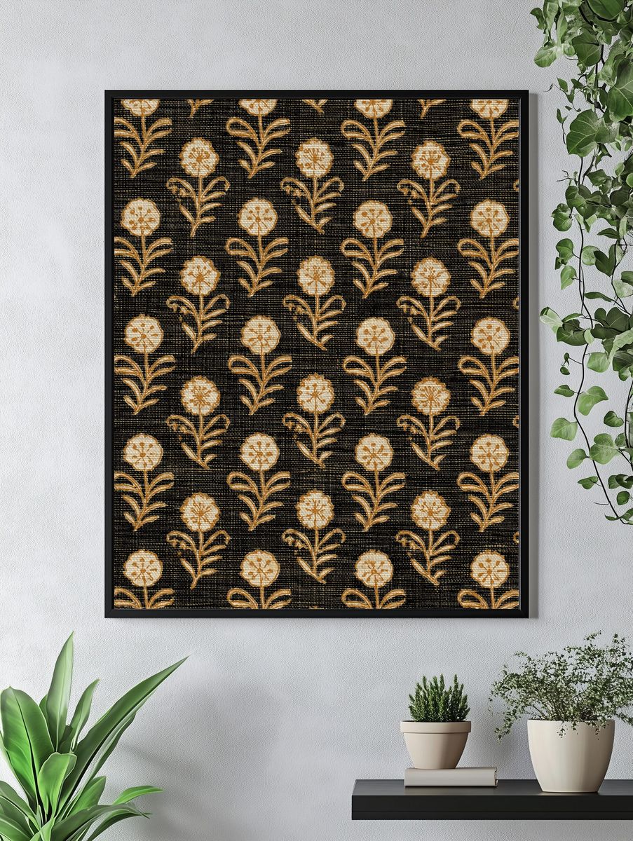 Floral Block Print Pattern Poster. — room view 4