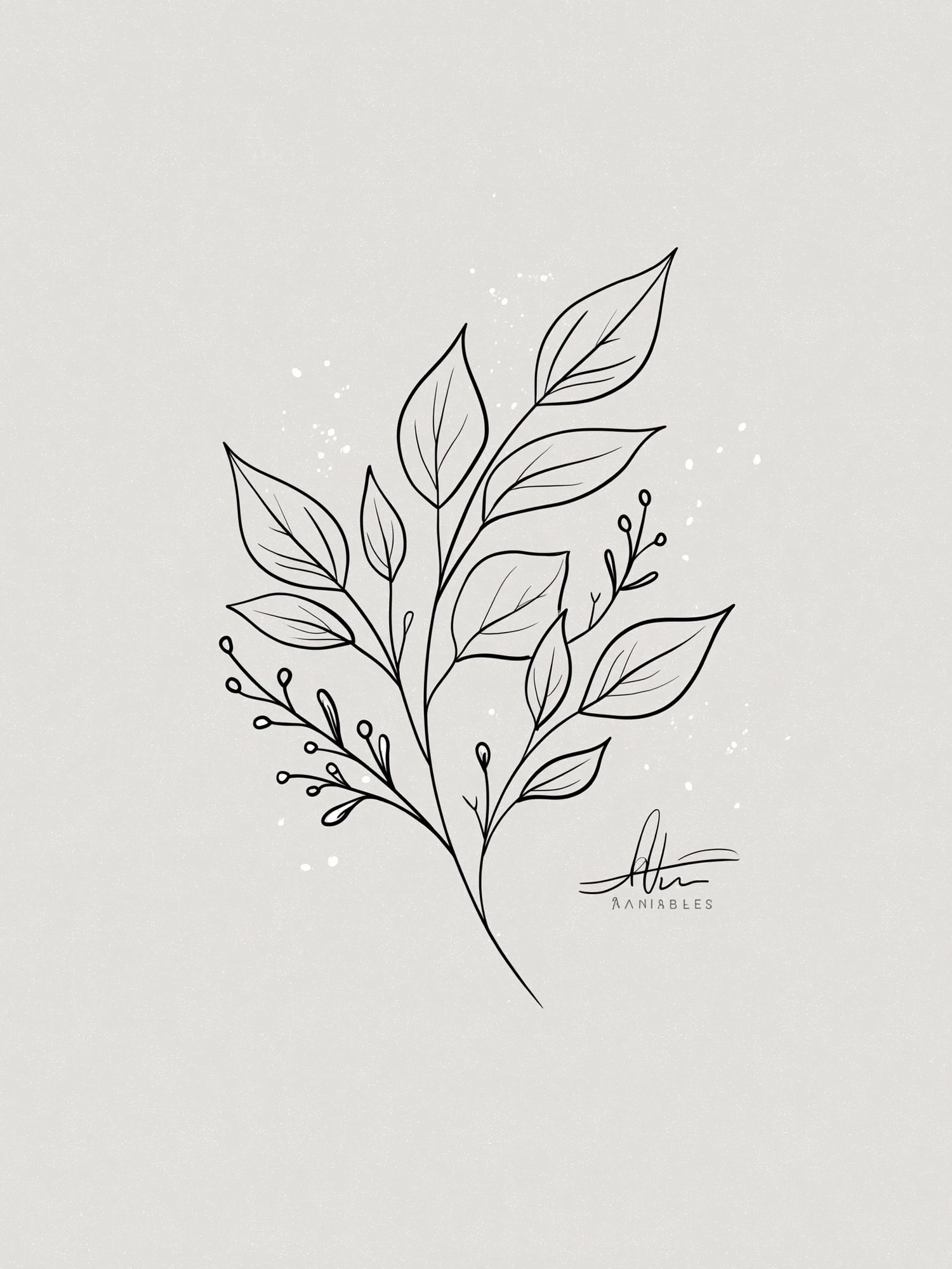 Minimal Leaf Line Art Poster. poster — botanical art