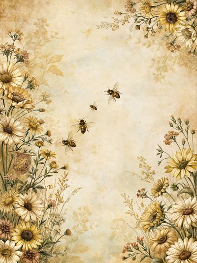Sunflower Bees Botanical Poster. poster print