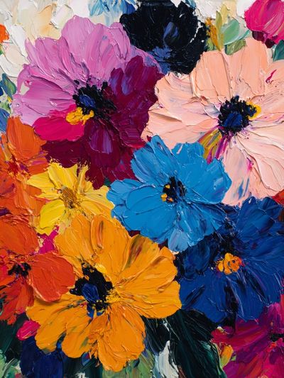 Vibrant Floral Impasto Poster. poster