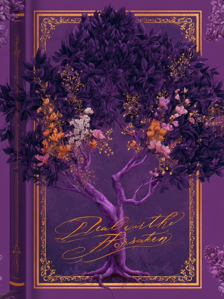 Purple Floral Tree Typography Poster. poster — botanical art