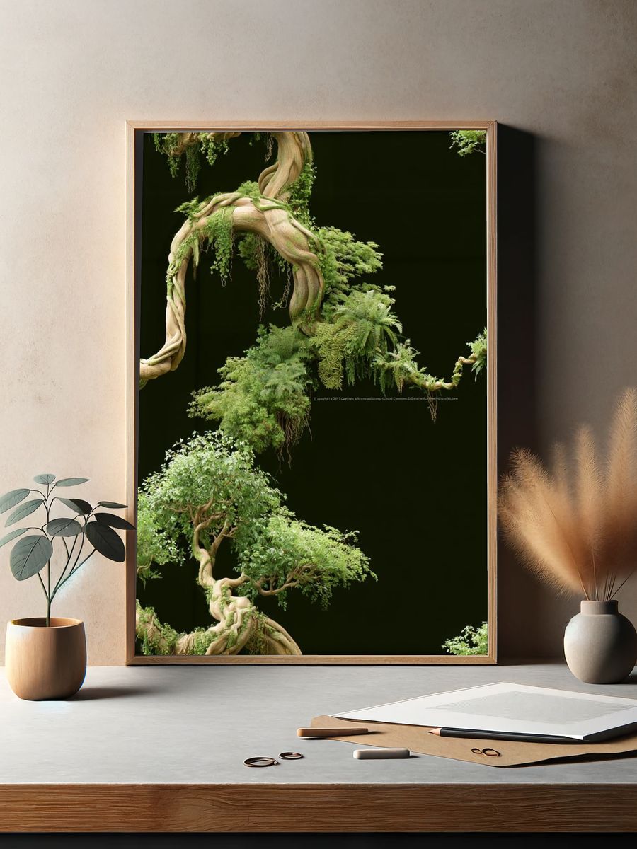 Twisting Bonsai Canopy Botanical Print. — room view 2