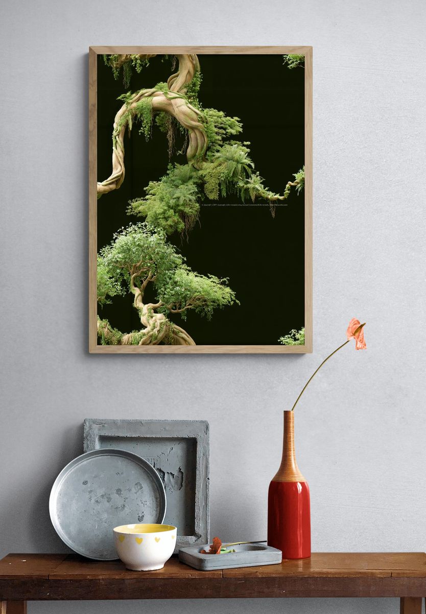 Twisting Bonsai Canopy Botanical Print. — room view 3