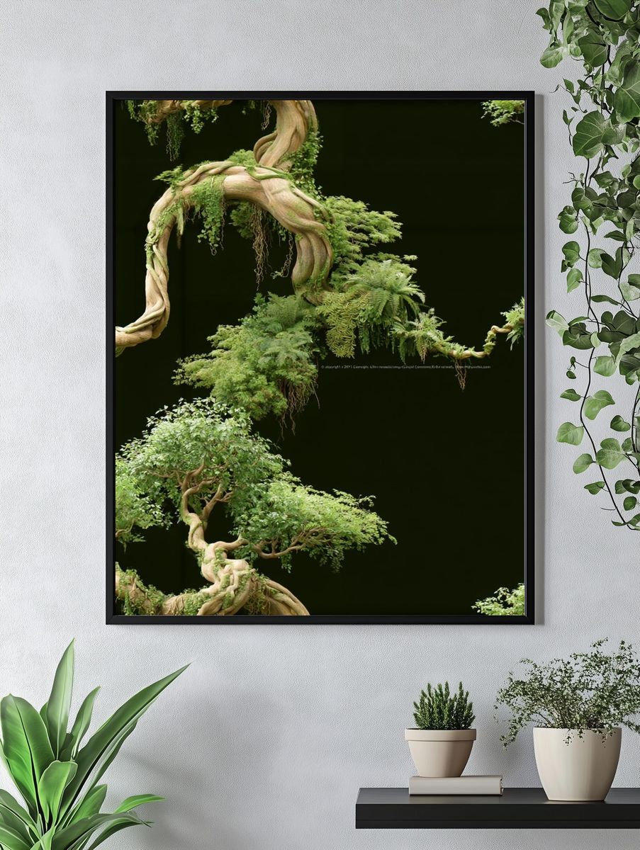 Twisting Bonsai Canopy Botanical Print. — room view 4