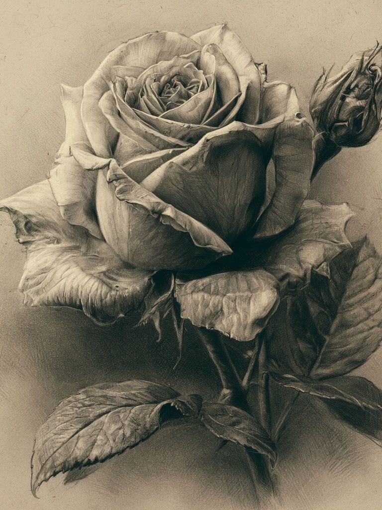 Sepia Rose Botanical Print. poster — botanical art
