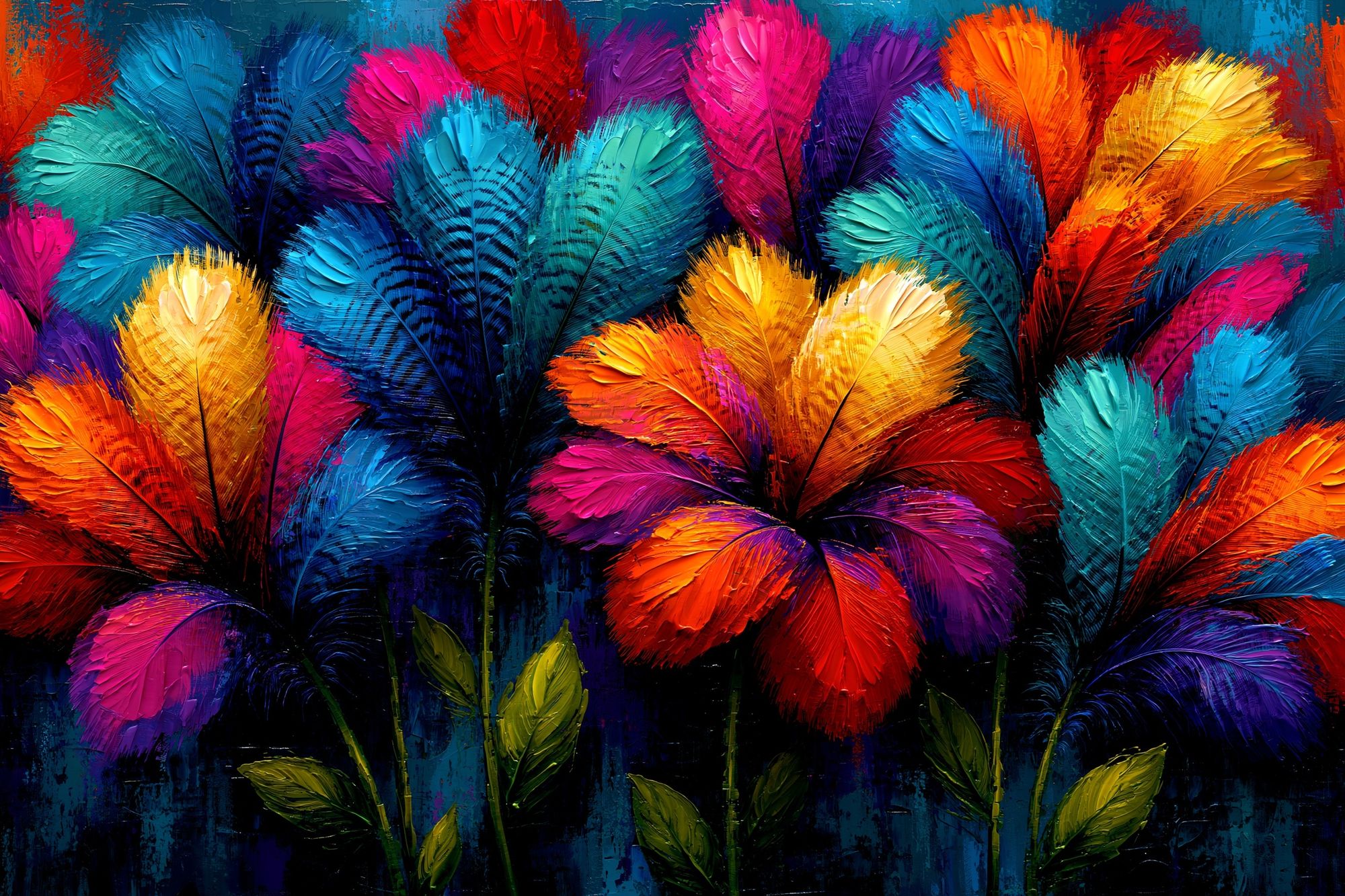 Colorful Feather Bouquet Print. poster — botanical art