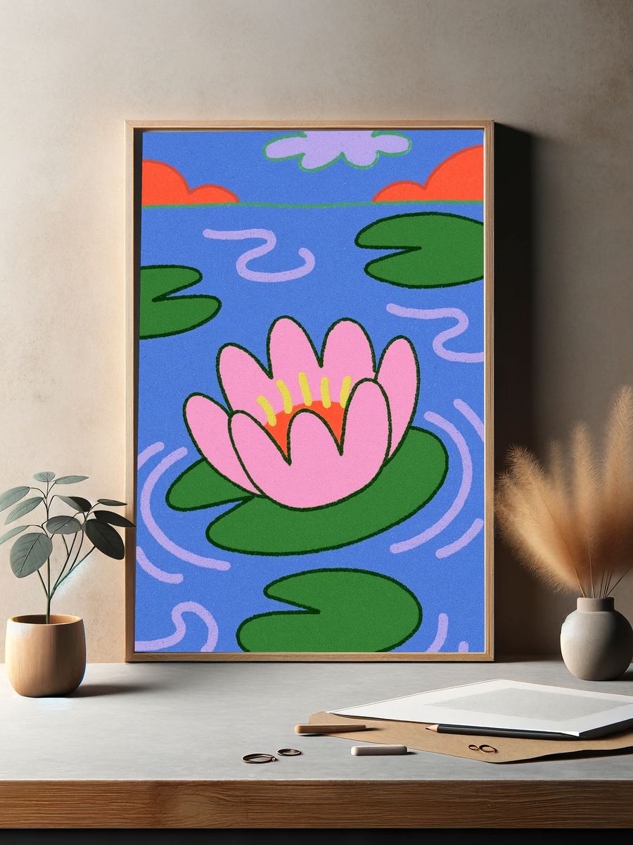 Lily Pad Pond Illustration Poster. — room view 2