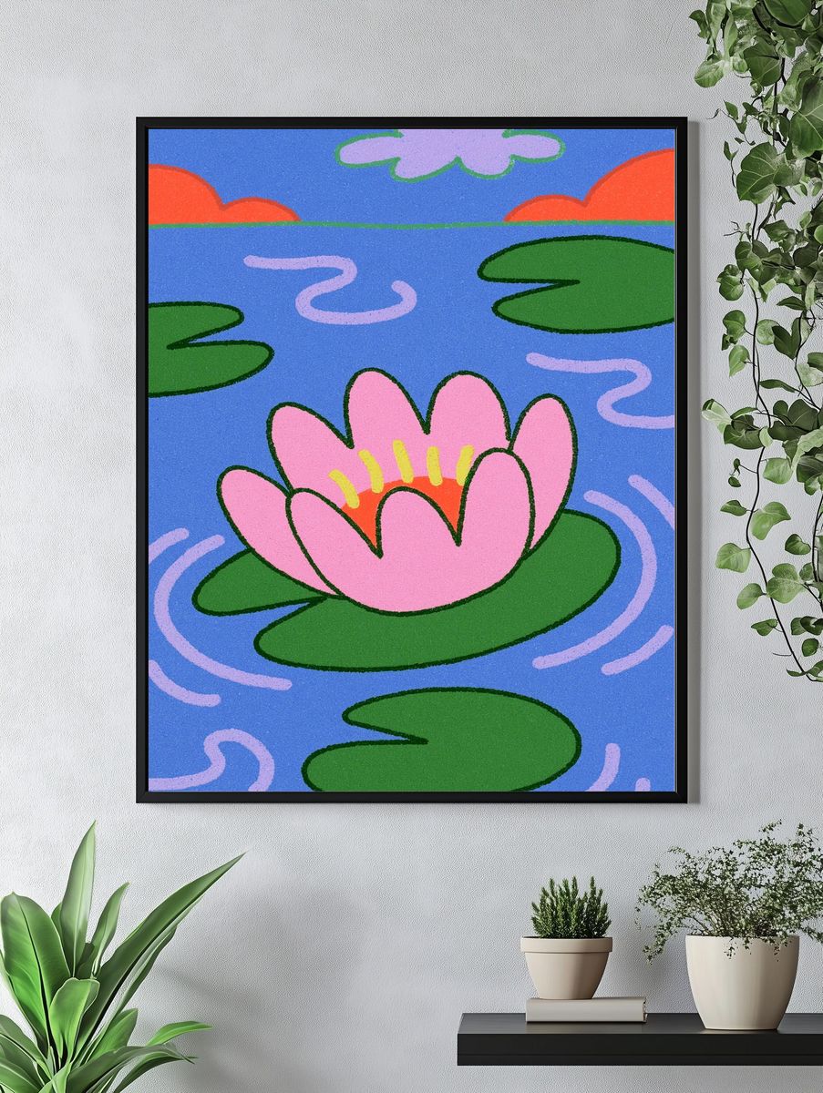 Lily Pad Pond Illustration Poster. — room view 4