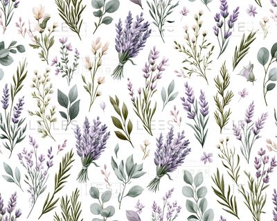 Lavender Botanical Pattern Print. poster
