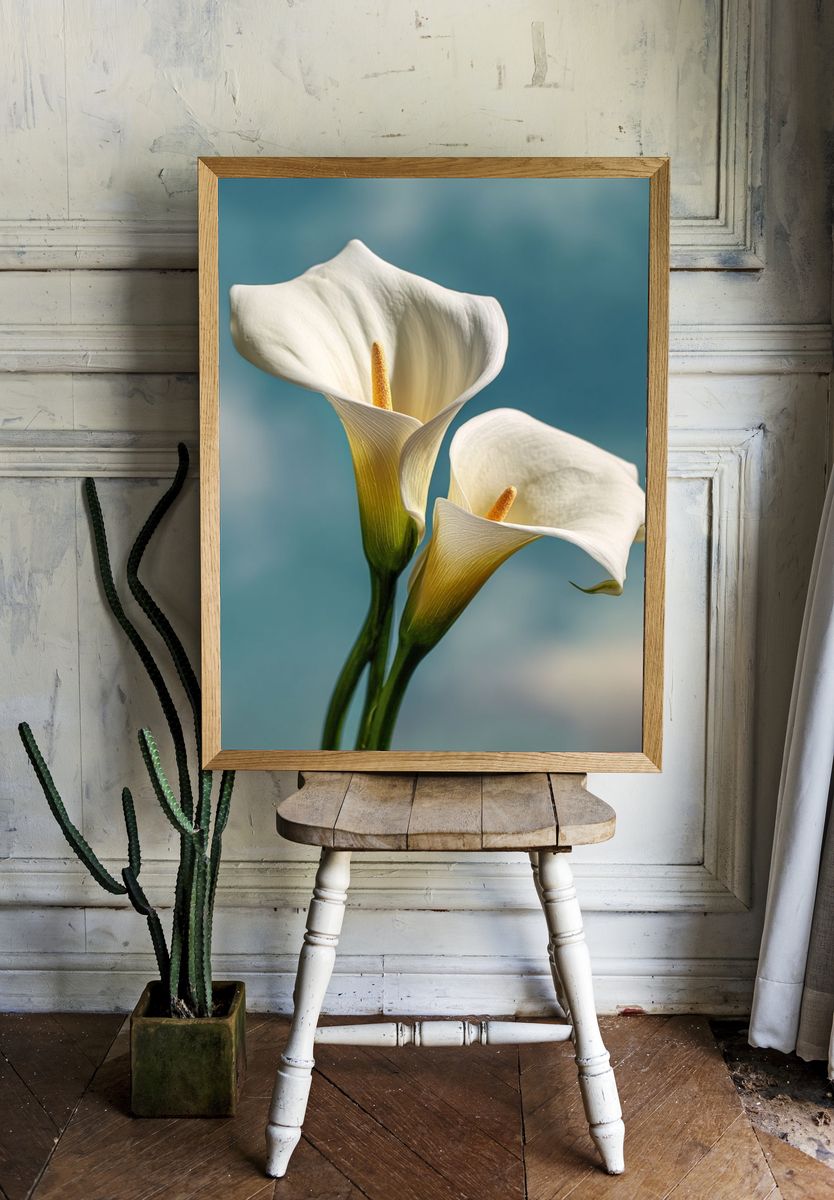 White Calla Lilies Botanical Print room preview
