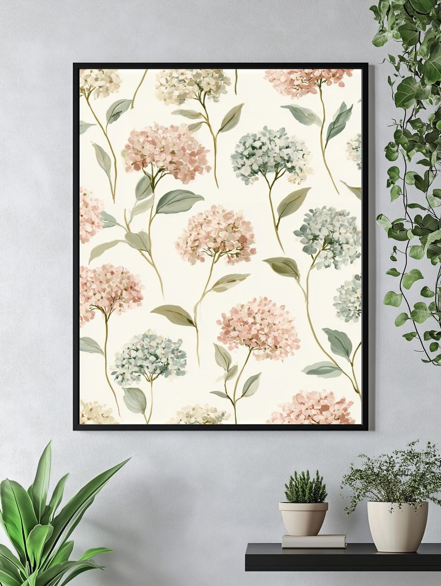 Hydrangea Bloom Botanical Print. — room view 4