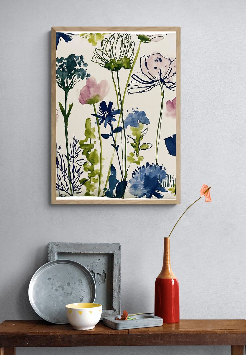 Wildflower Meadow Watercolor Poster. — room view 3