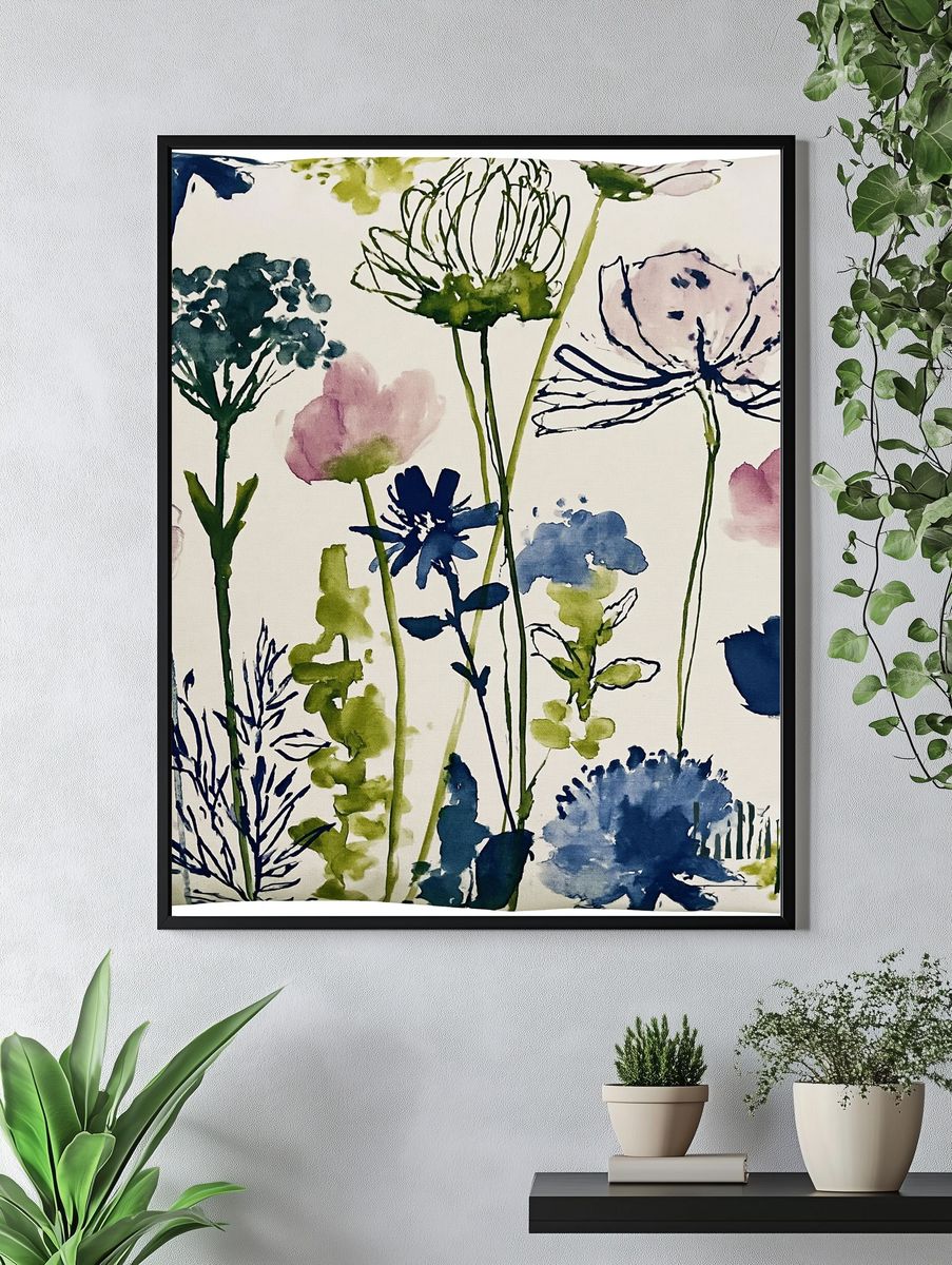 Wildflower Meadow Watercolor Poster. — room view 4
