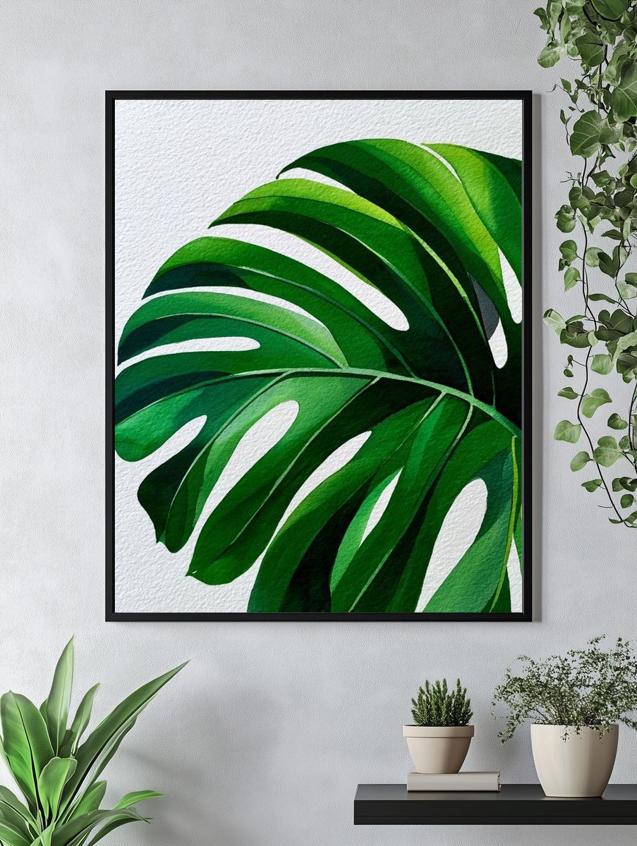 Monstera Leaf Botanical Print. — room view 4