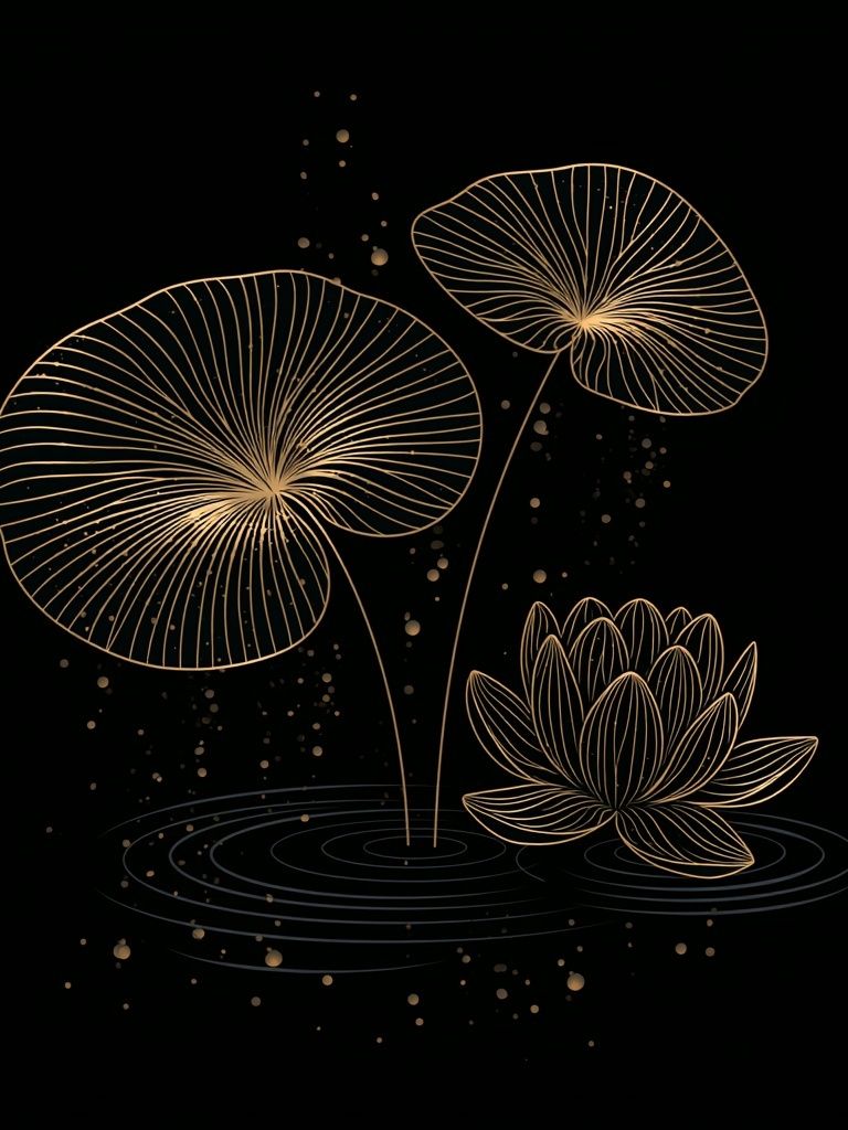 Golden Lotus Bloom Print. poster detail