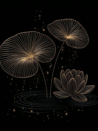Golden Lotus Bloom Print. poster