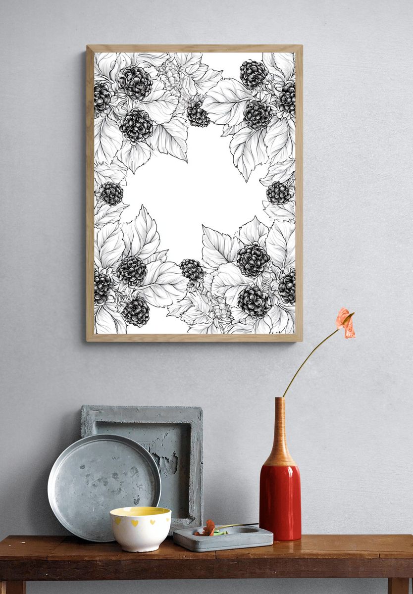 Blackberry Floral Wreath Print. — room view 3