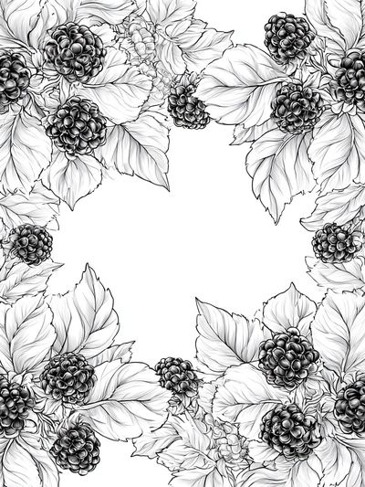 Blackberry Floral Wreath Print. poster print