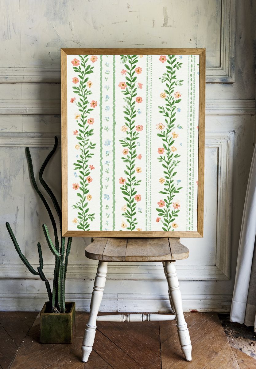 Floral Vine Watercolor Print. — room view 1