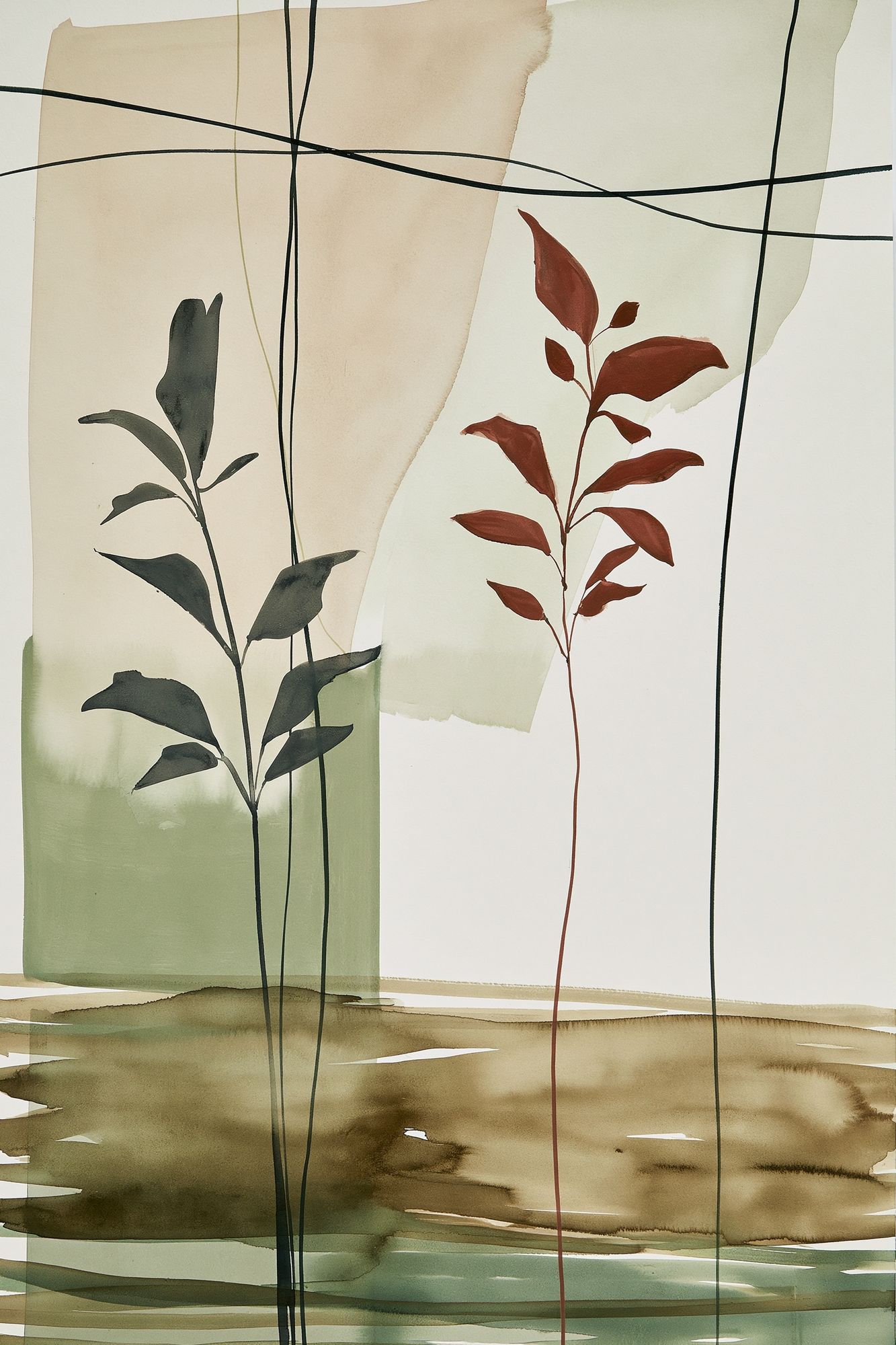 Botanical Abstract Watercolor Poster. poster — botanical art