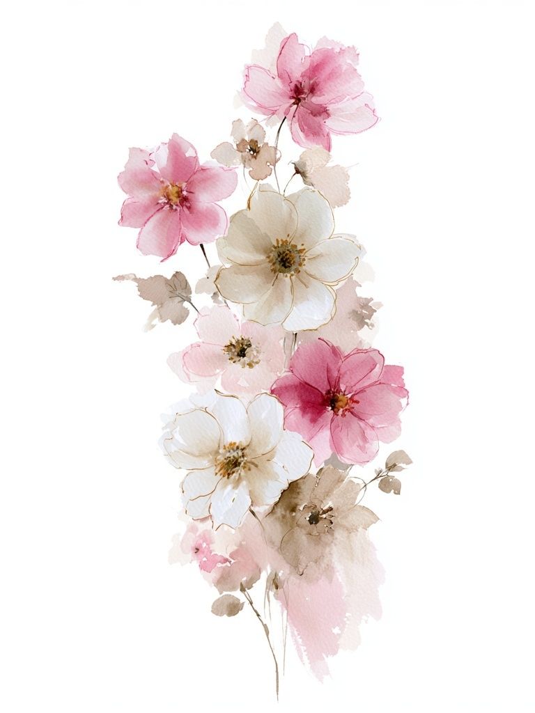 Blush Cherry Blossom Watercolor Poster. poster detail