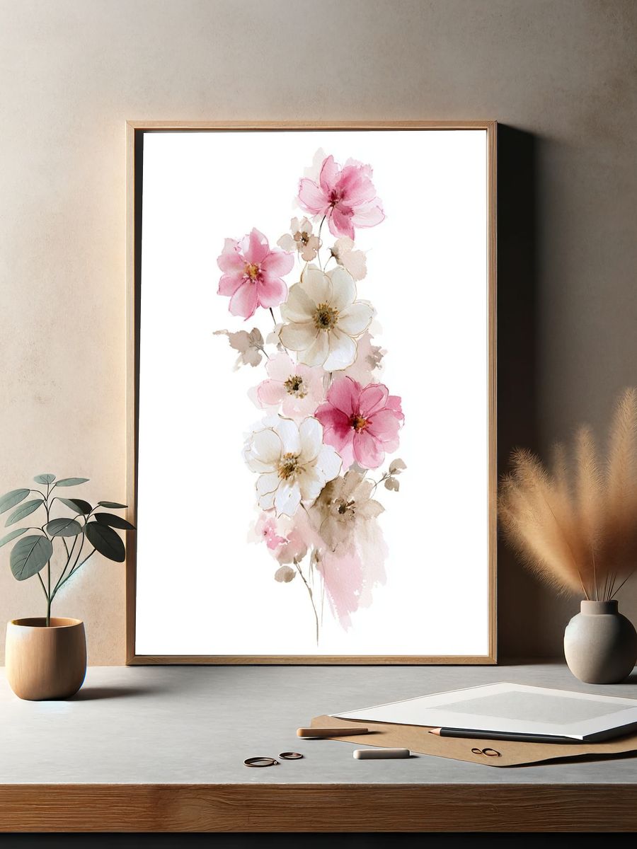 Blush Cherry Blossom Watercolor Poster. — room view 2