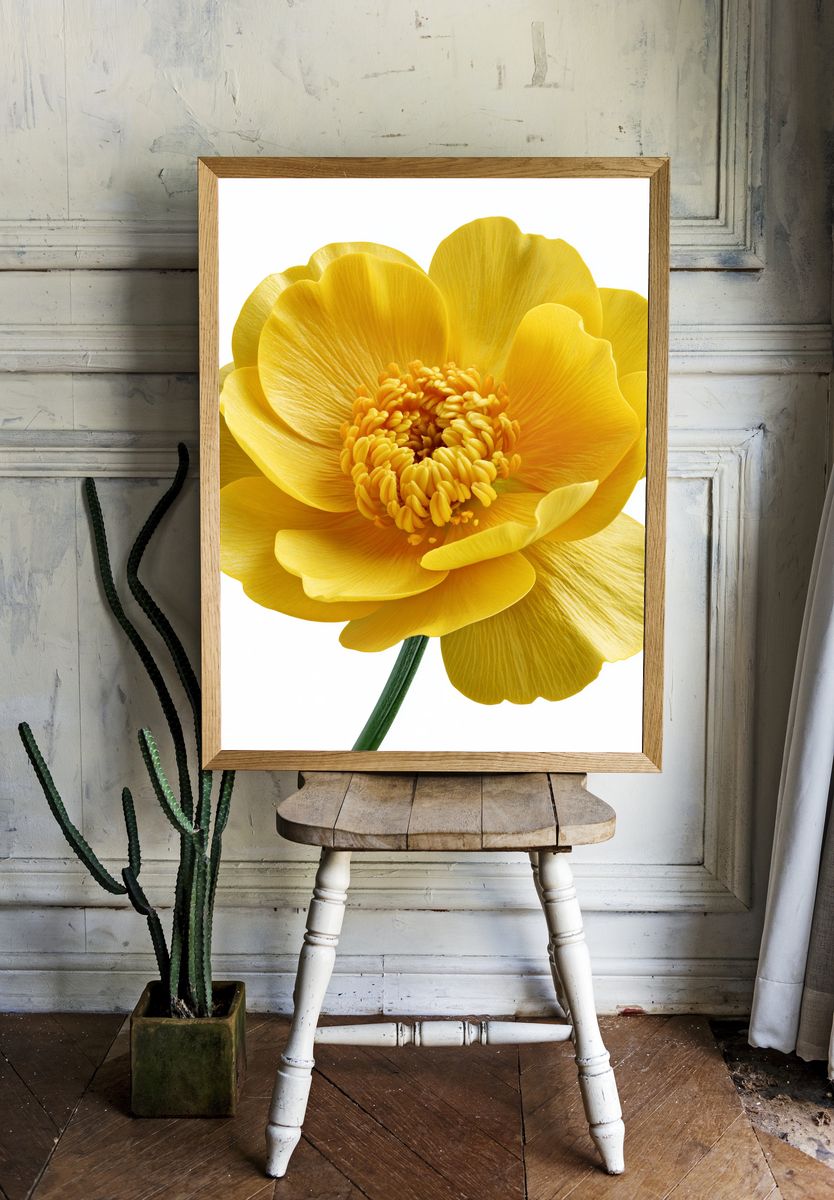 Yellow Buttercup Botanical Print. — room view 1